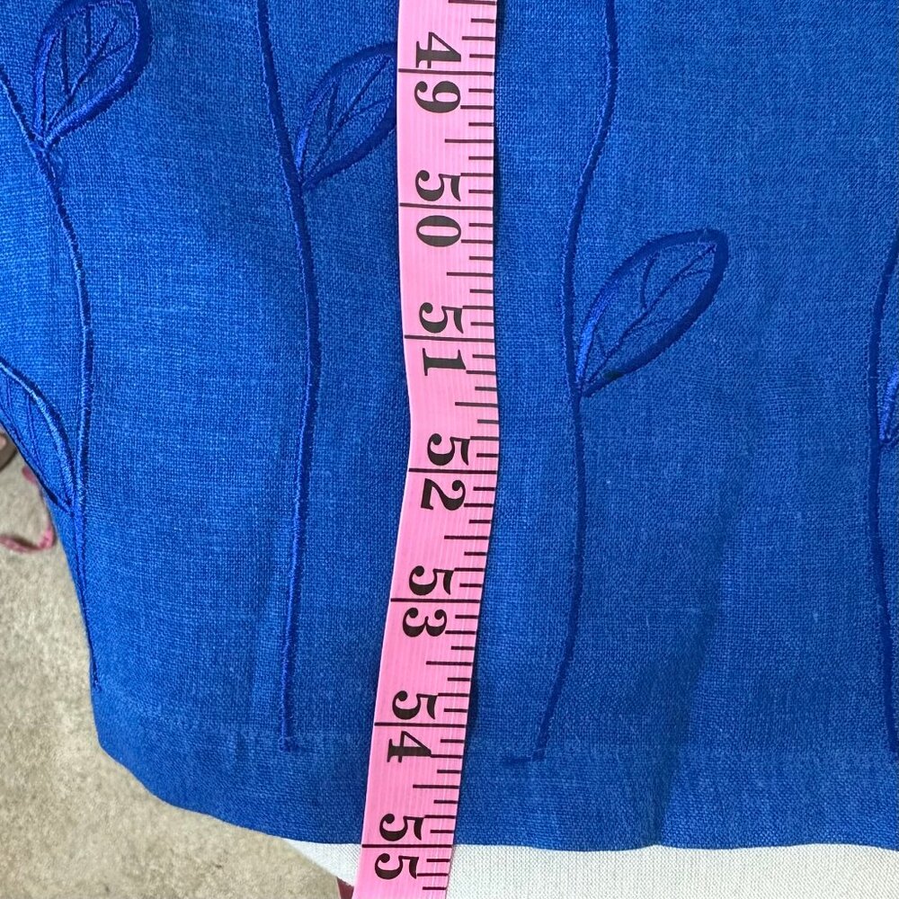 VTG COUNTRY WEAR CASUALS Blue Linen Sleeveless Maxi Embroider Dress Womens Sz L - Picture 13 of 15